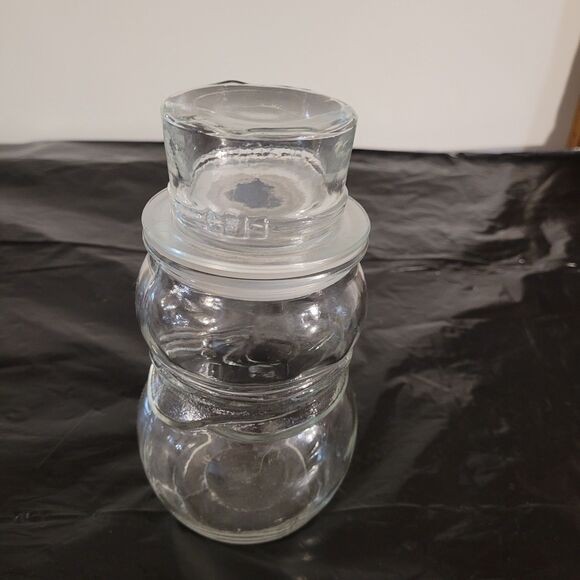 Libbey Clear glass snowman with hat lid candy jar 7.5" tall Holiday - Picture 2 of 6